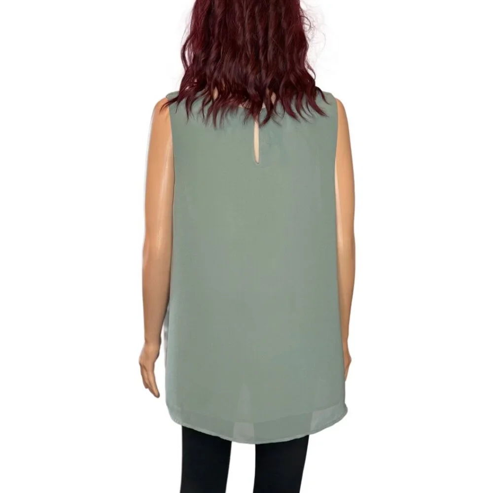 Anthropologie Pleione Double Layer Woven Tank, Sea Foam Green Sz XL - Picture 2 of 7